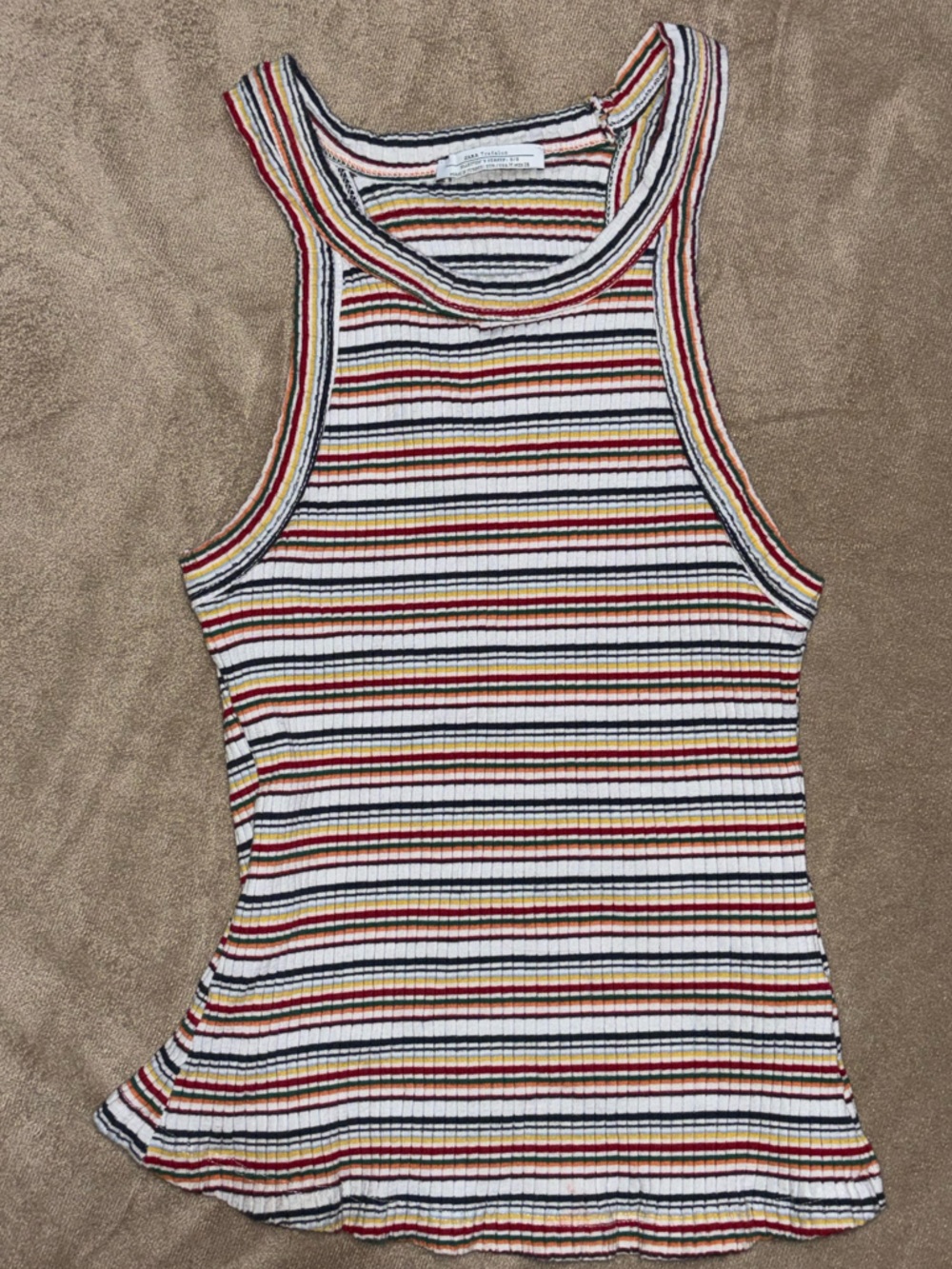 Zara Trafaluc Ribbed Striped Tank Top Y2K Fitted Racerback Small